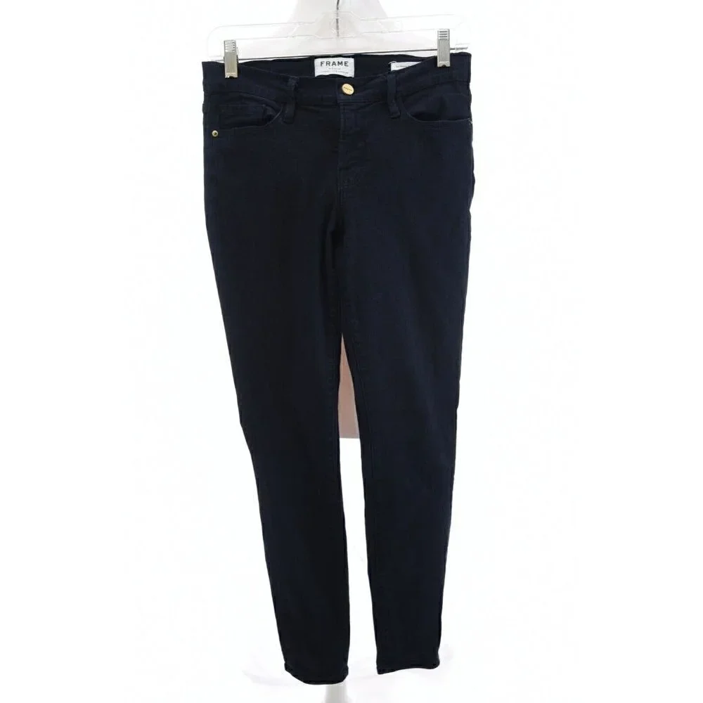Frame Sz 27 Jeans Jeanne Le Skinny Deep Blue Dive Ankle Stretch Dark Wash Denim
